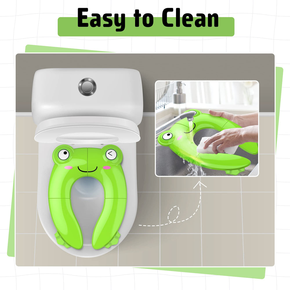Maliton portable potty seat folds to compact size for travel and home storage.