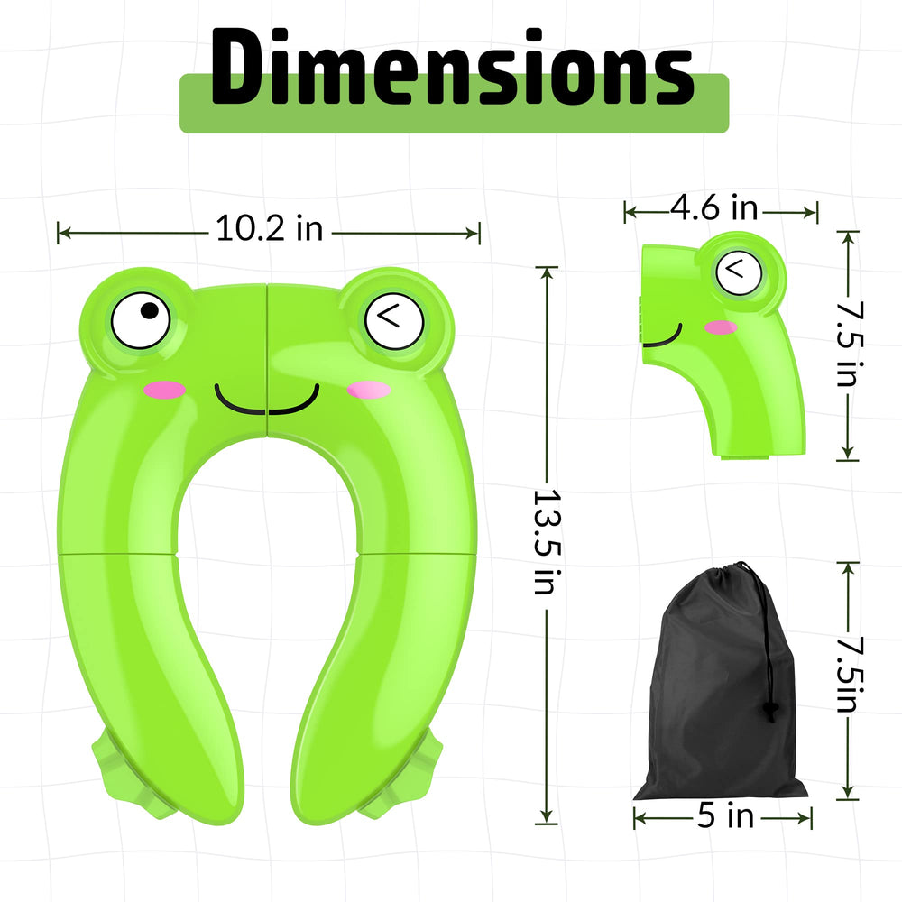 Maliton portable potty seat green frog open for kid-friendly on-the-go potty sessions.