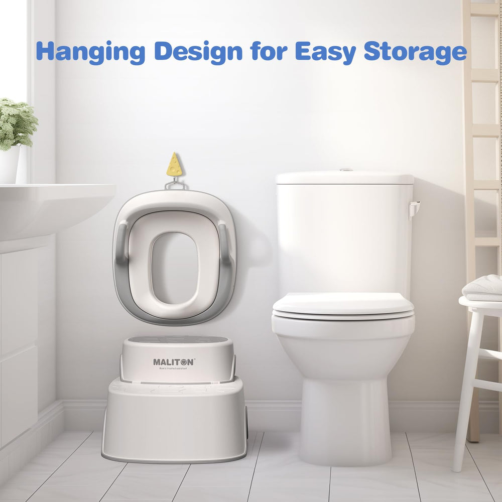 Maliton-potty-seat-hanging-hook enables space-saving storage.