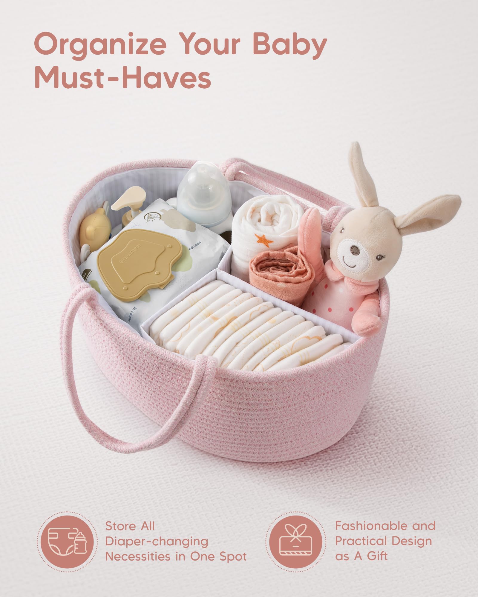 Maliton caddy with removable divider for customizable compartments and open storage