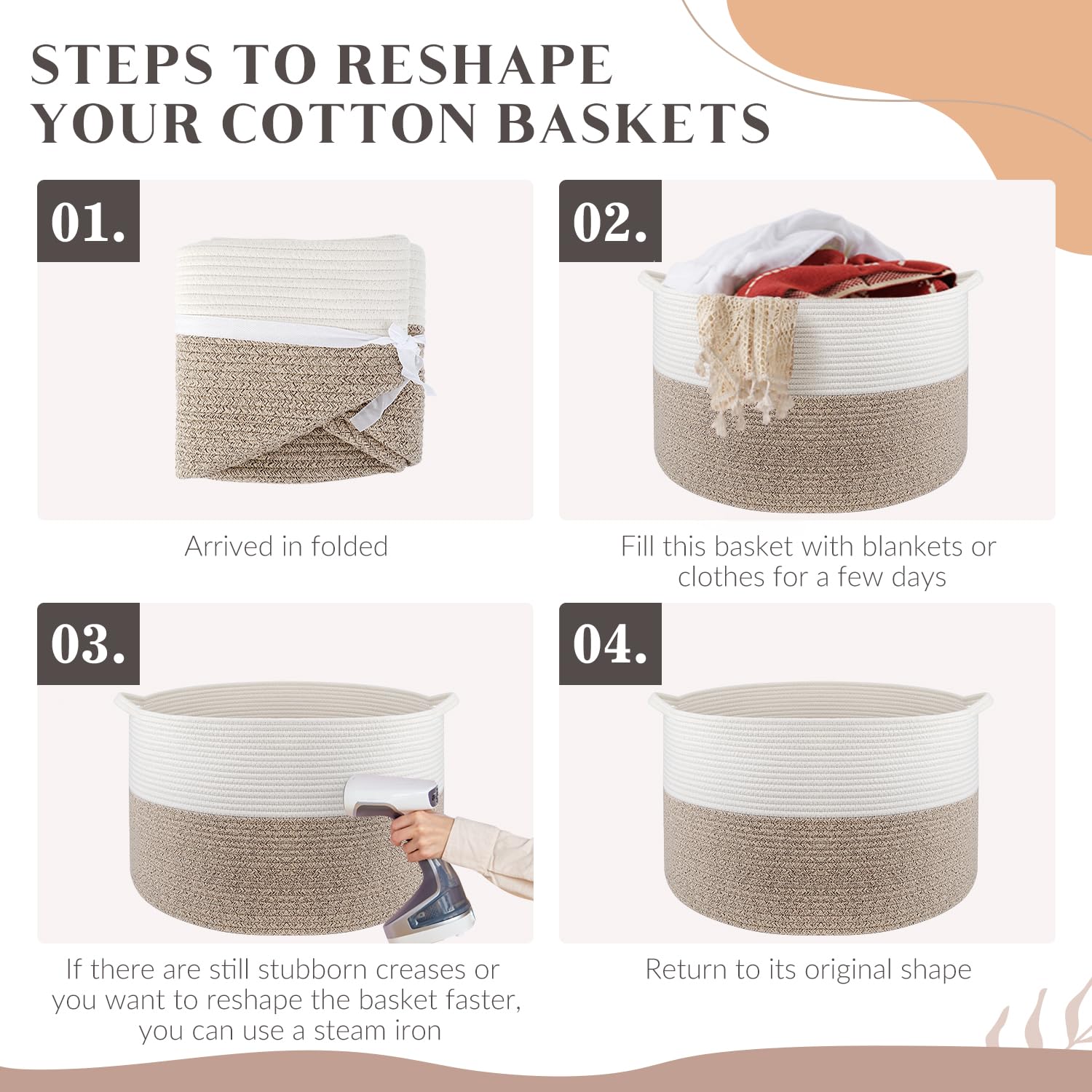 Maliton towel basket in bathroom provides versatile laundry and towel storage.