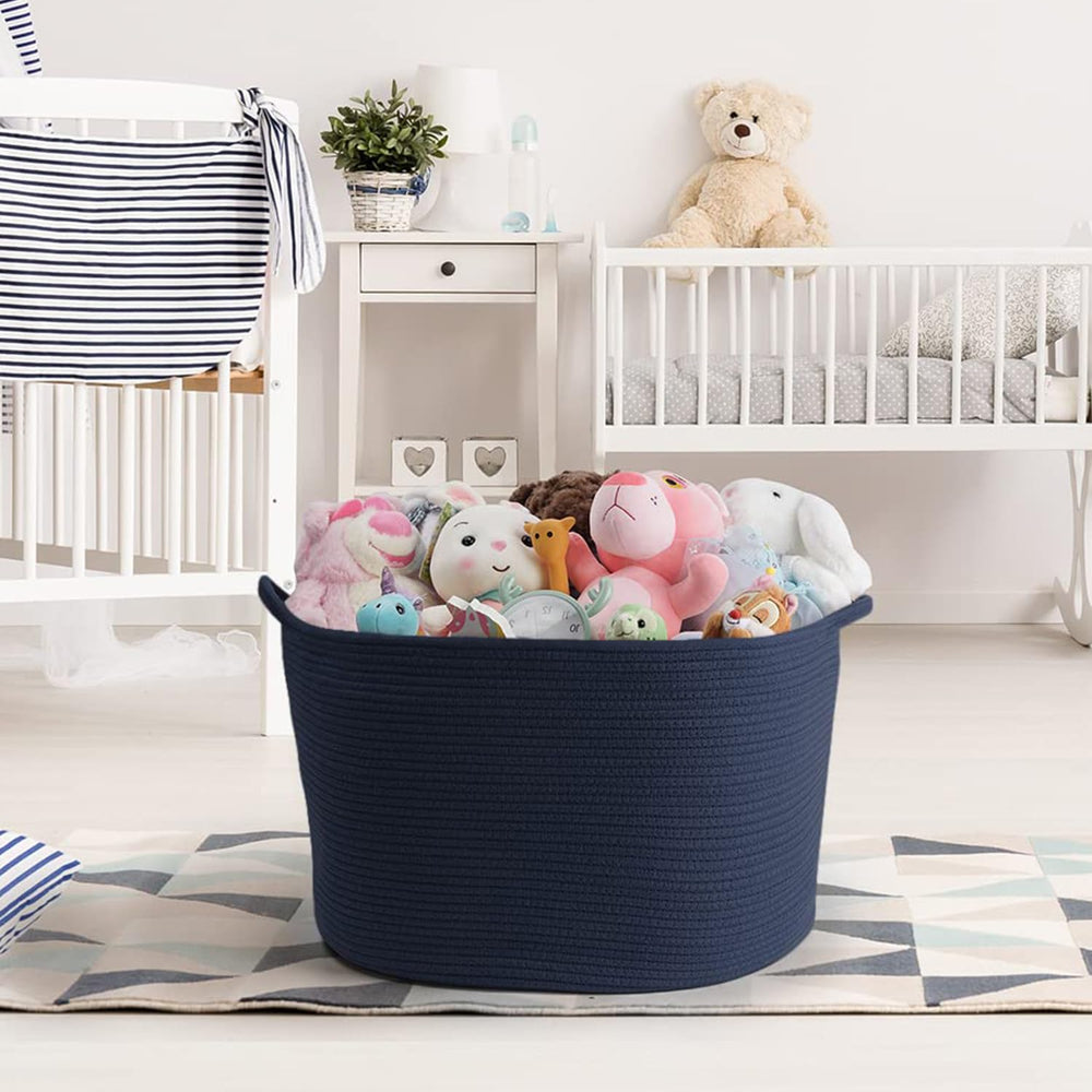 Maliton basket with kids room toys shows versatile storage solution.