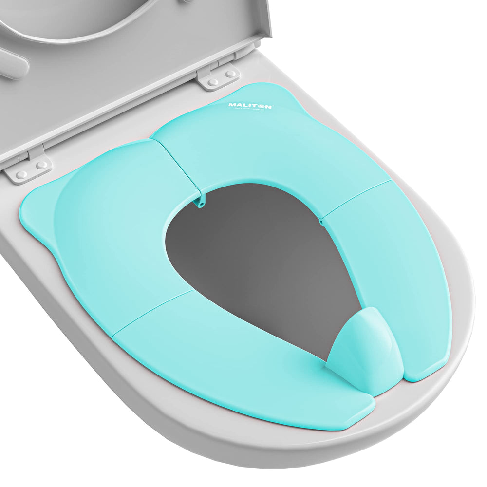 Maliton travel potty seat folded compactly for easy packing.
