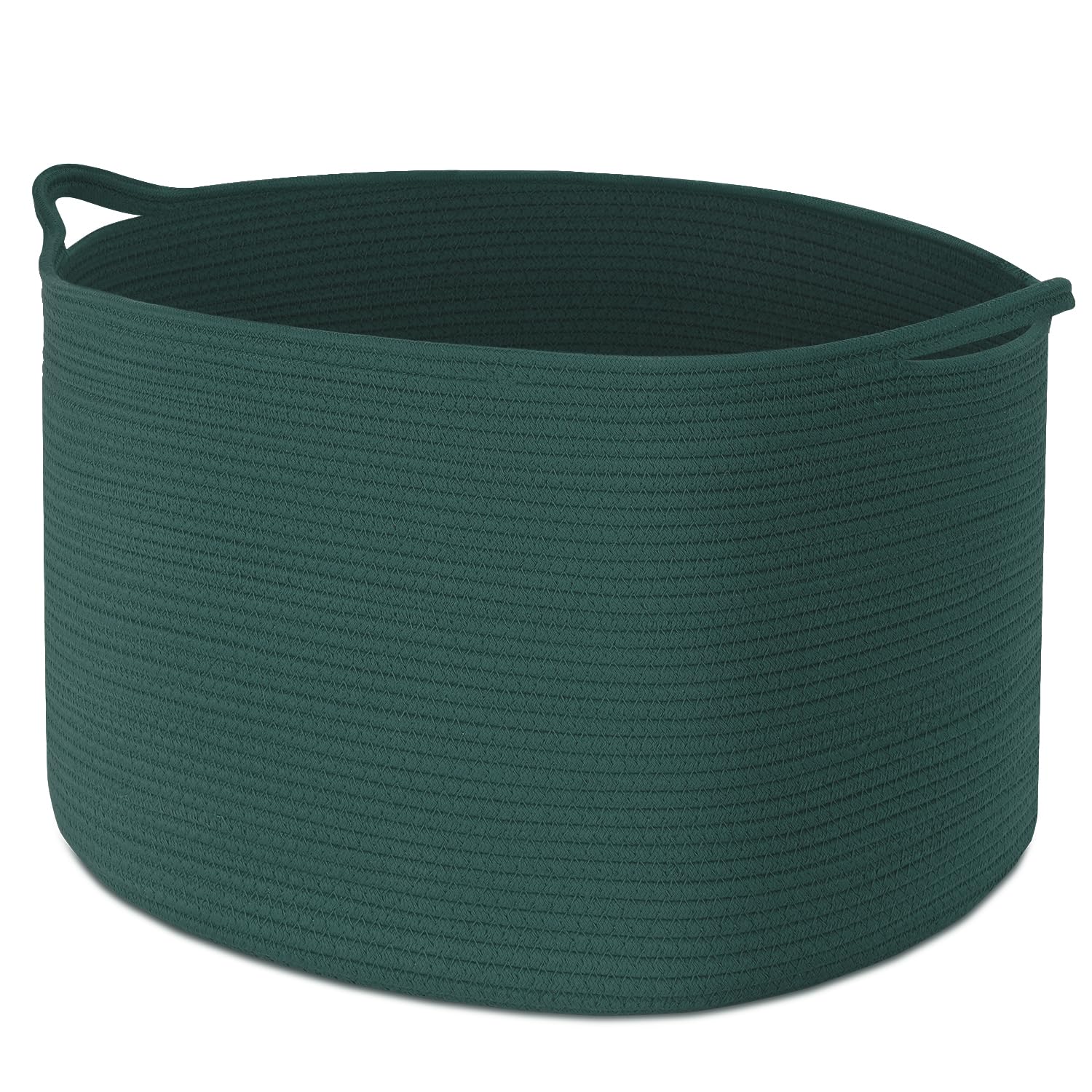 Maliton woven rope basket with blankets neatly organized for living room storage.