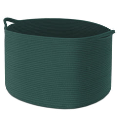 Maliton woven rope basket with blankets neatly organized for living room storage.