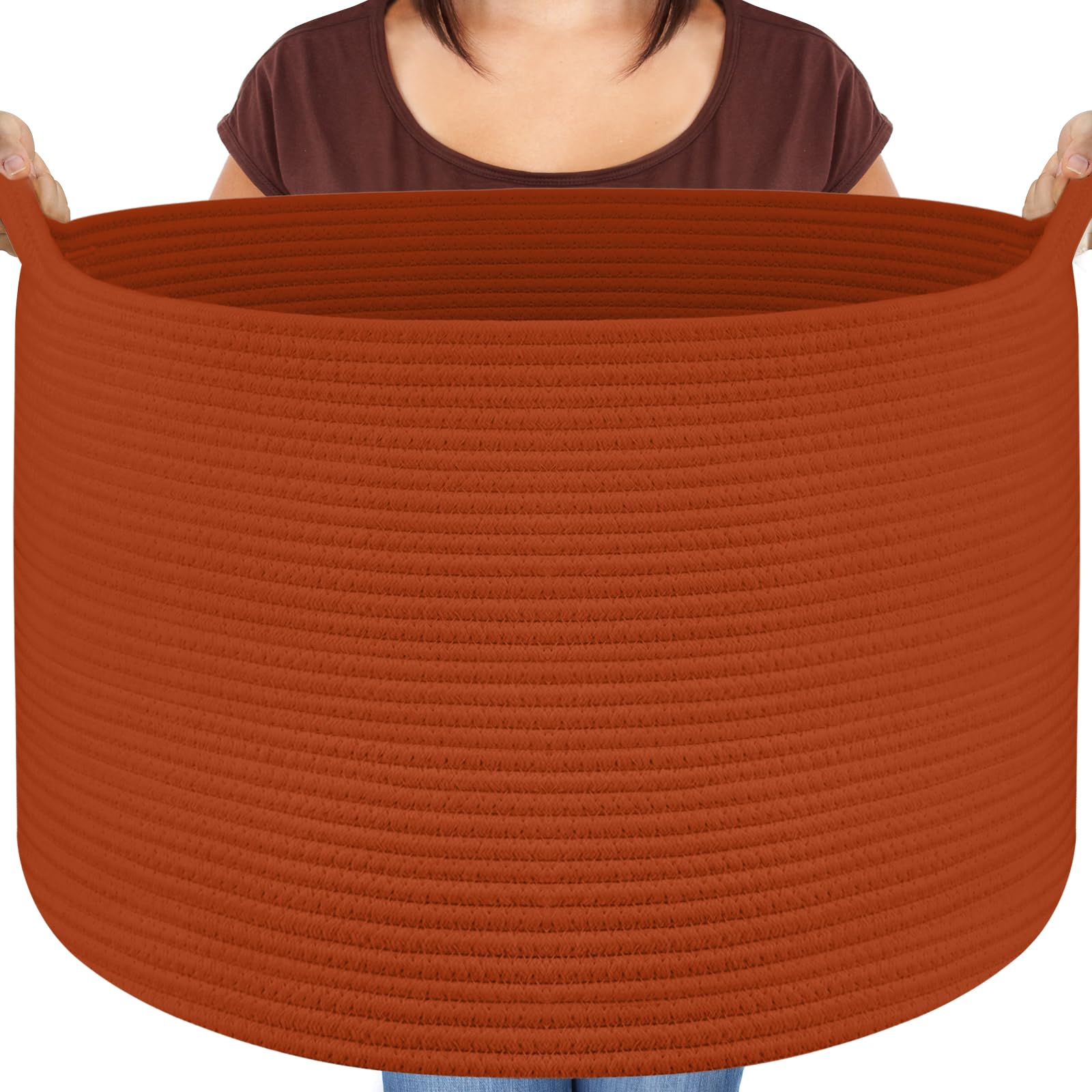 Maliton XXL cotton rope basket folded for compact storage and reshaping.