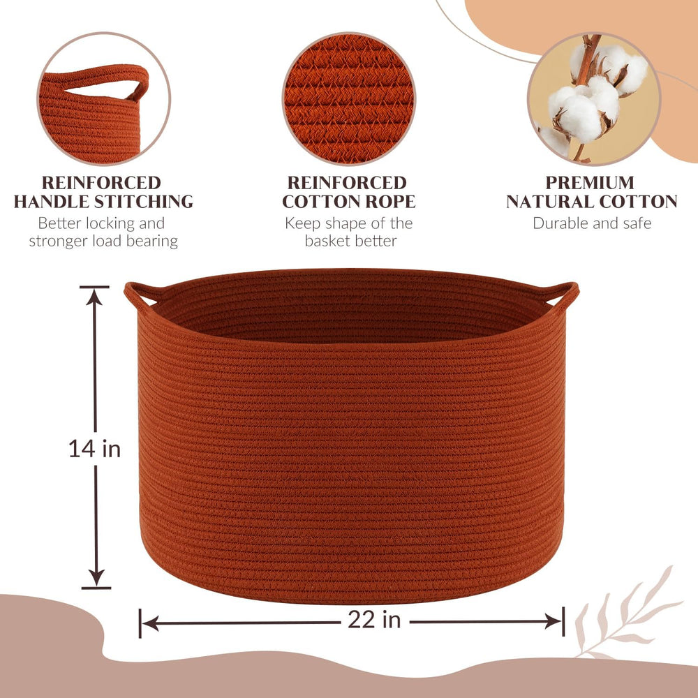 Maliton XXL basket in living room stores blankets for tidy decor.