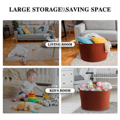 Maliton basket storing towels in bathroom for organized essentials.