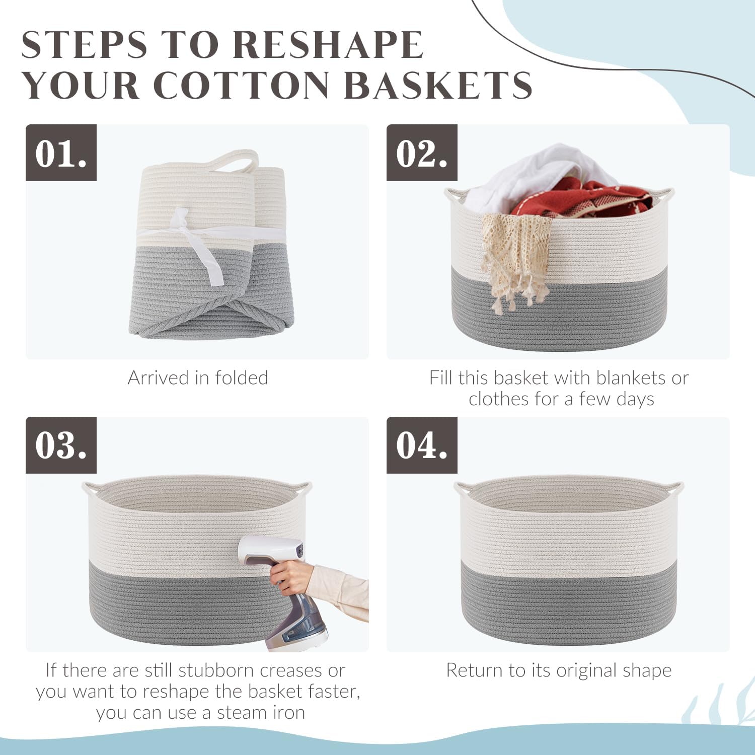 Maliton XXXLarge Basket washable by hand or machine in a bag