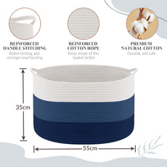 Maliton XXXL cotton rope basket folded shape demonstrates space-saving design.