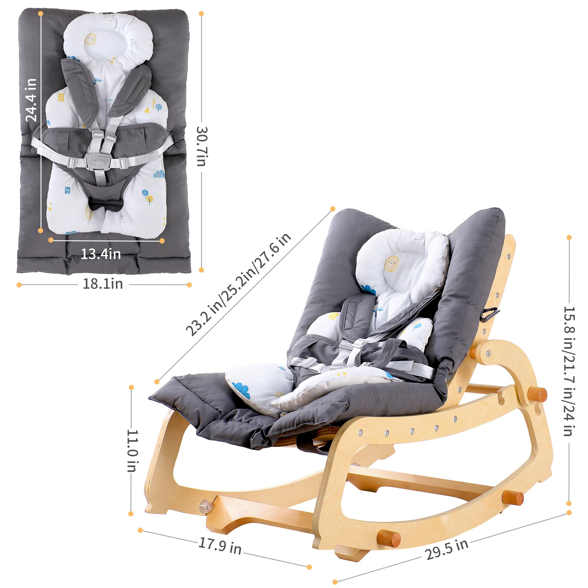 MallBest grey bouncer lightweight space-saving design fits nursery or living room.