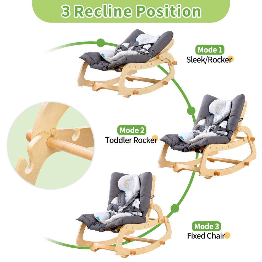 MallBest wooden rocker frame sturdy birch wood frame supports lasting use.