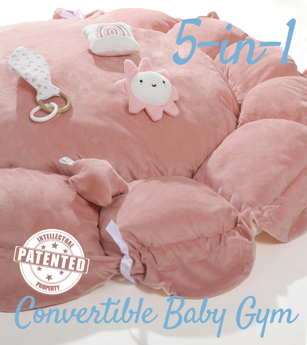 Mallify premium cotton mat provides comfortable surface for crawling and lounging.