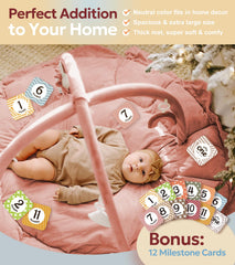 Mallify plush baby gym with 6 toys boosts engagement and motor skills.