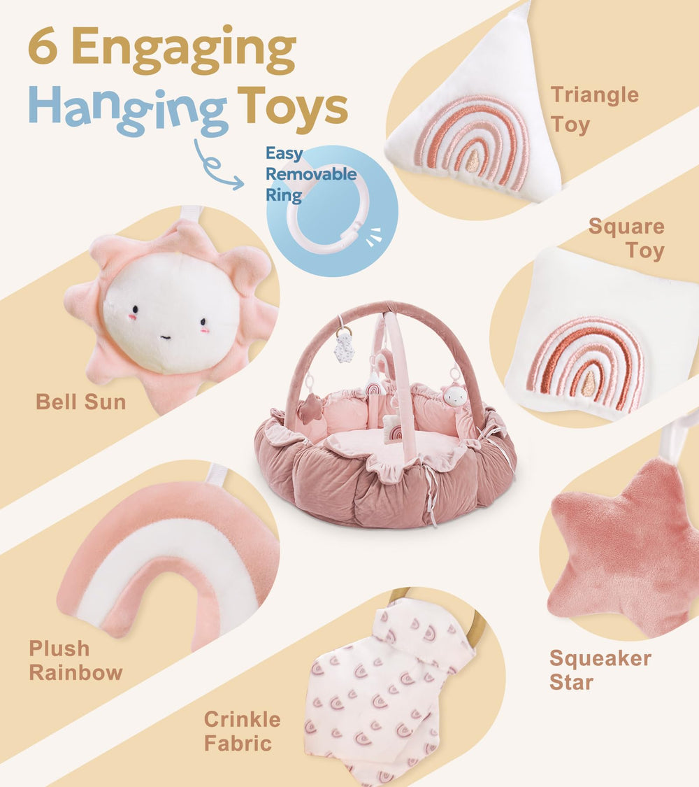 Mallify tummy time mat pink offers safe crawling space with soft cotton comfort.