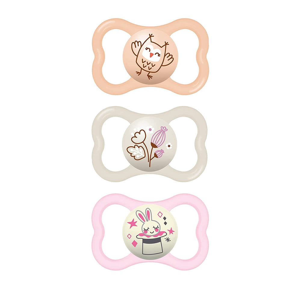 MAM Air Night & Day pacifier skinsoft nipple close-up for sensitive skin comfort.