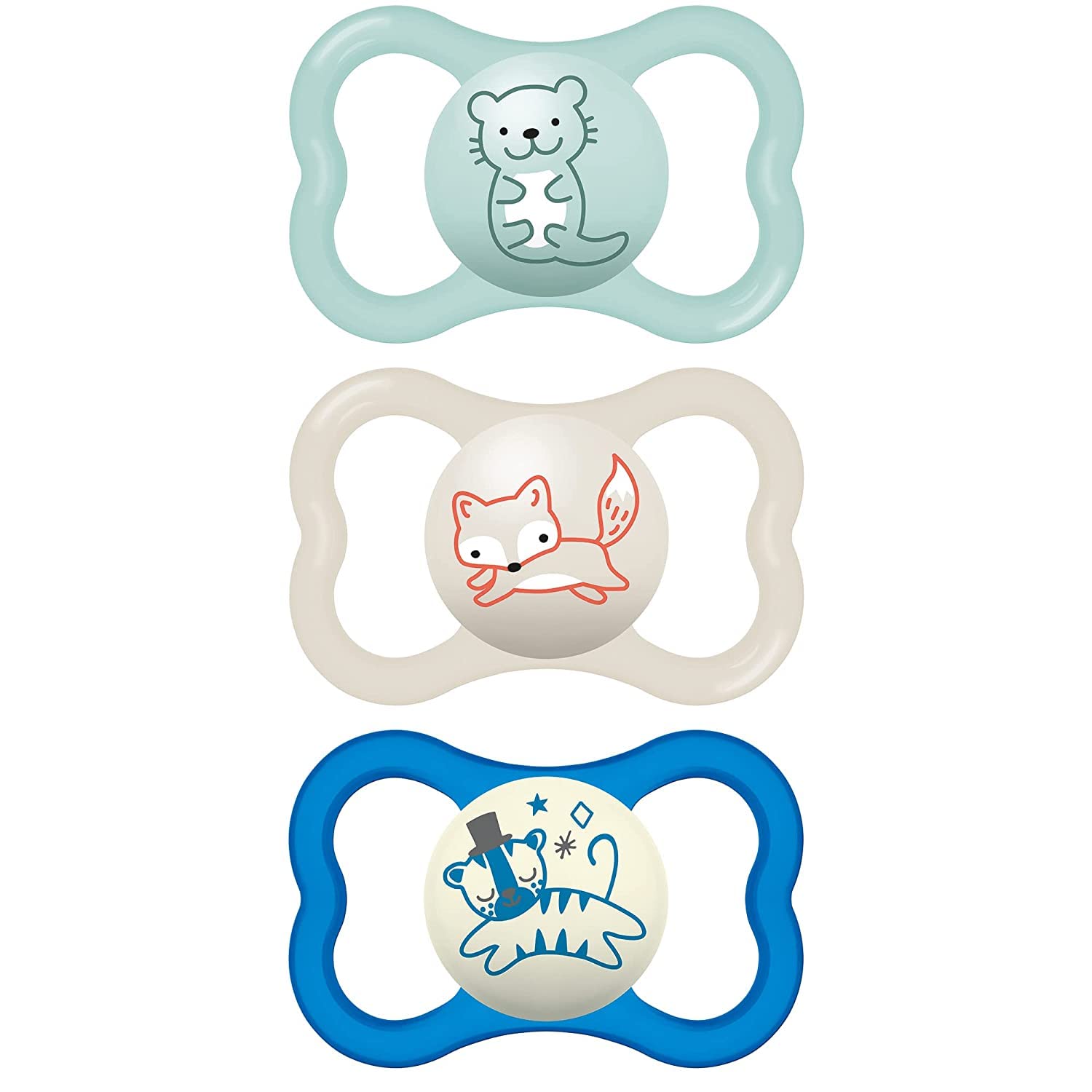 MAM Air pacifier open air holes highlight max airflow for delicate skin