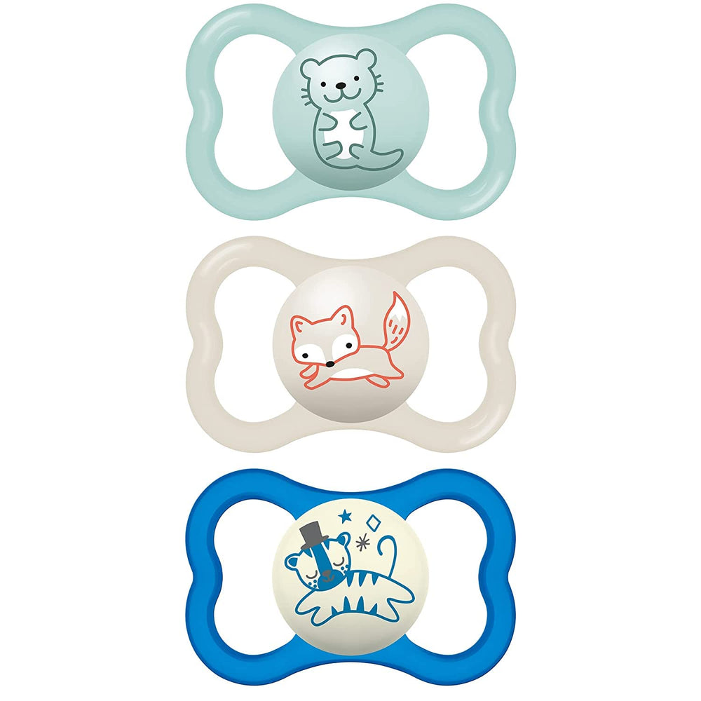 MAM Air pacifier open air holes highlight max airflow for delicate skin