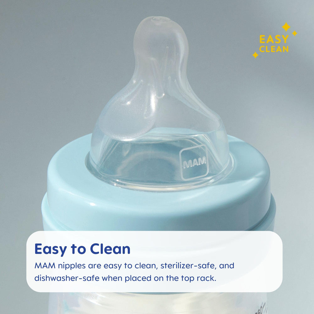 MAM BPA-free materials ensure safe feeding essentials for little ones.