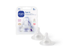 MAM cross-cut teat in-use demonstrates steady flow for six-month-olds.