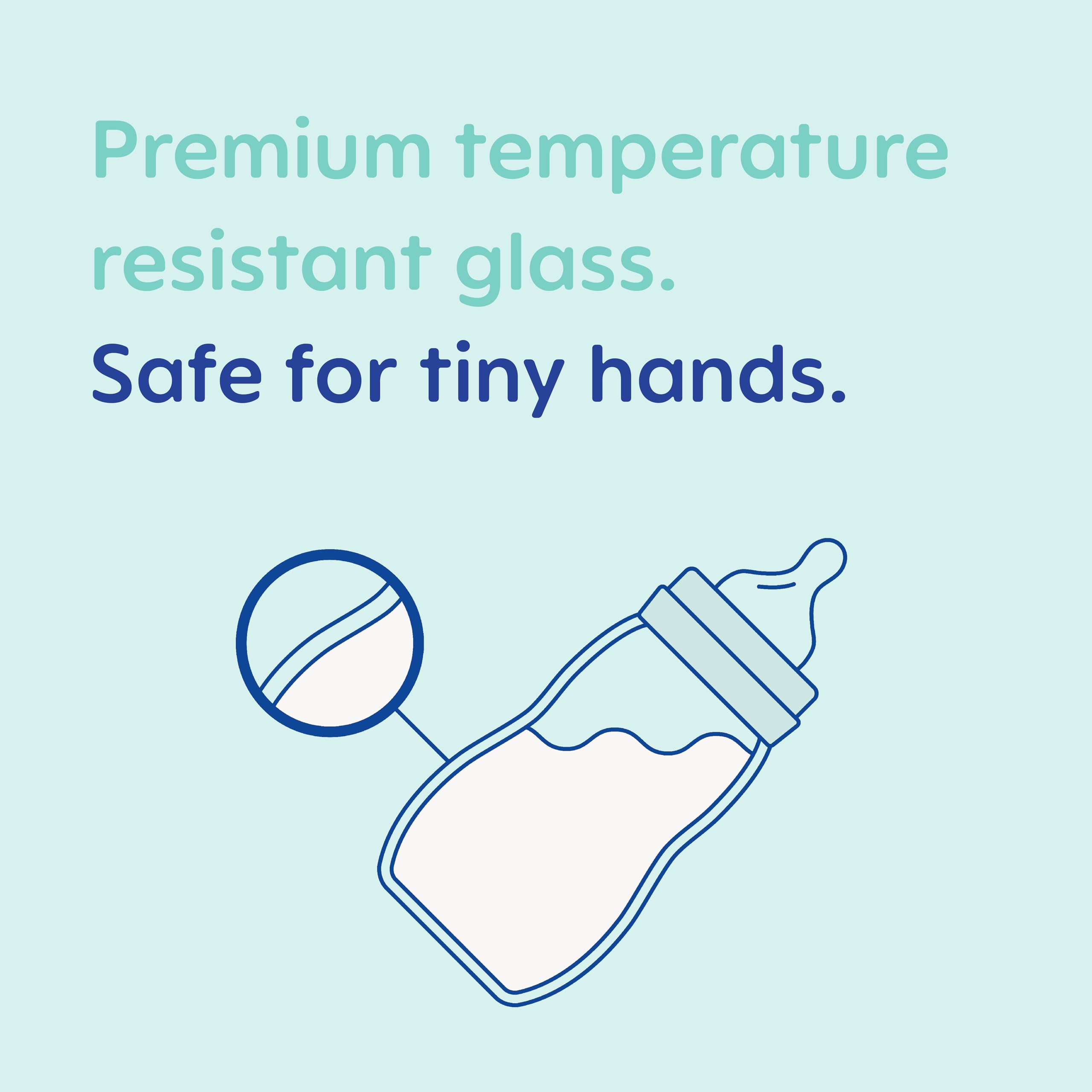 MAM Feel Good Glass Bottle dust cap with integrated measuring scale.