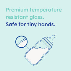 MAM Feel Good Glass Bottle dust cap with integrated measuring scale.