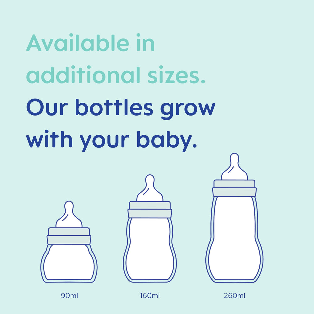 MAM Feel Good Glass Bottle flat shape mimics breastfeeding.