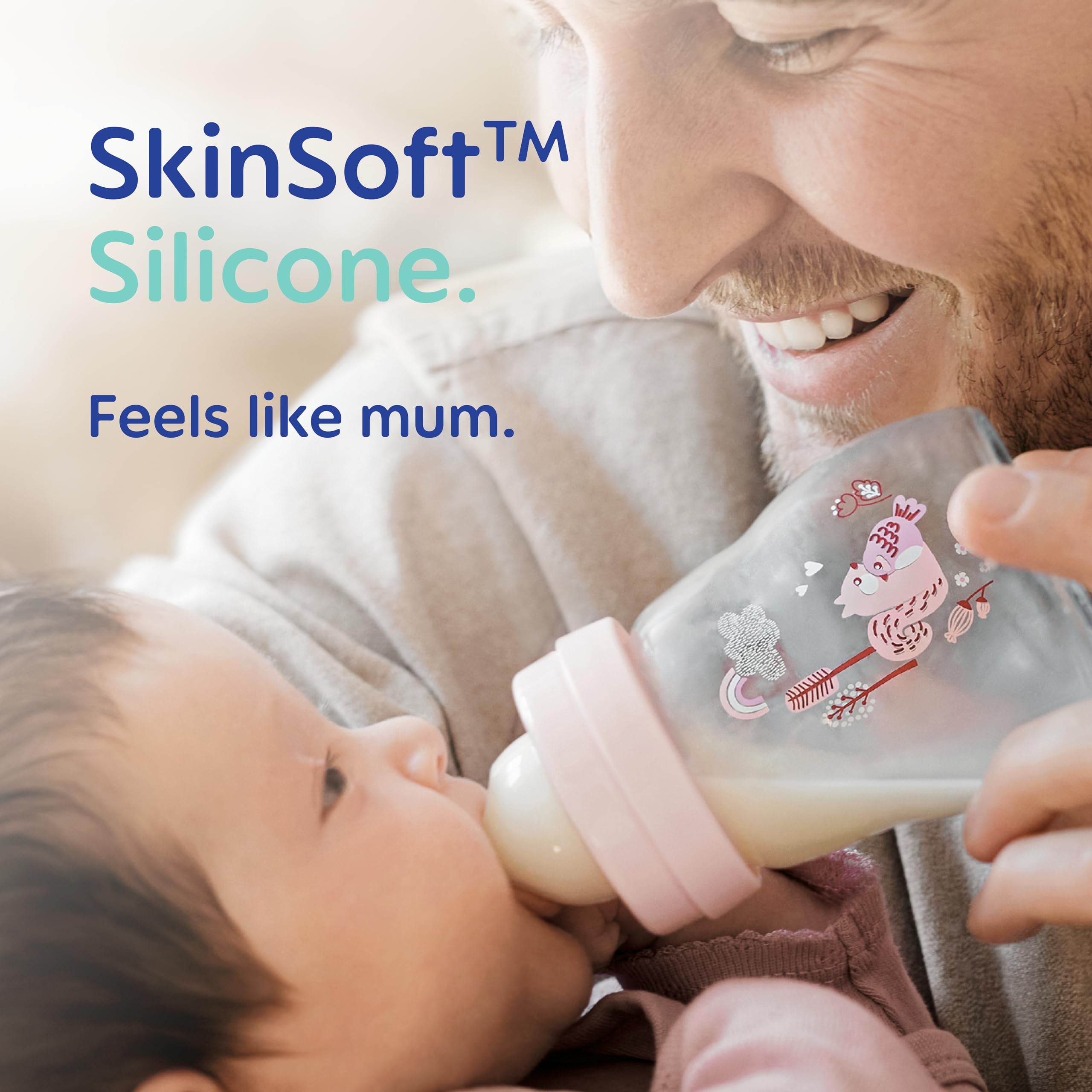 MAM Feel Good Glass Bottle SkinSoft medium-flow teat.