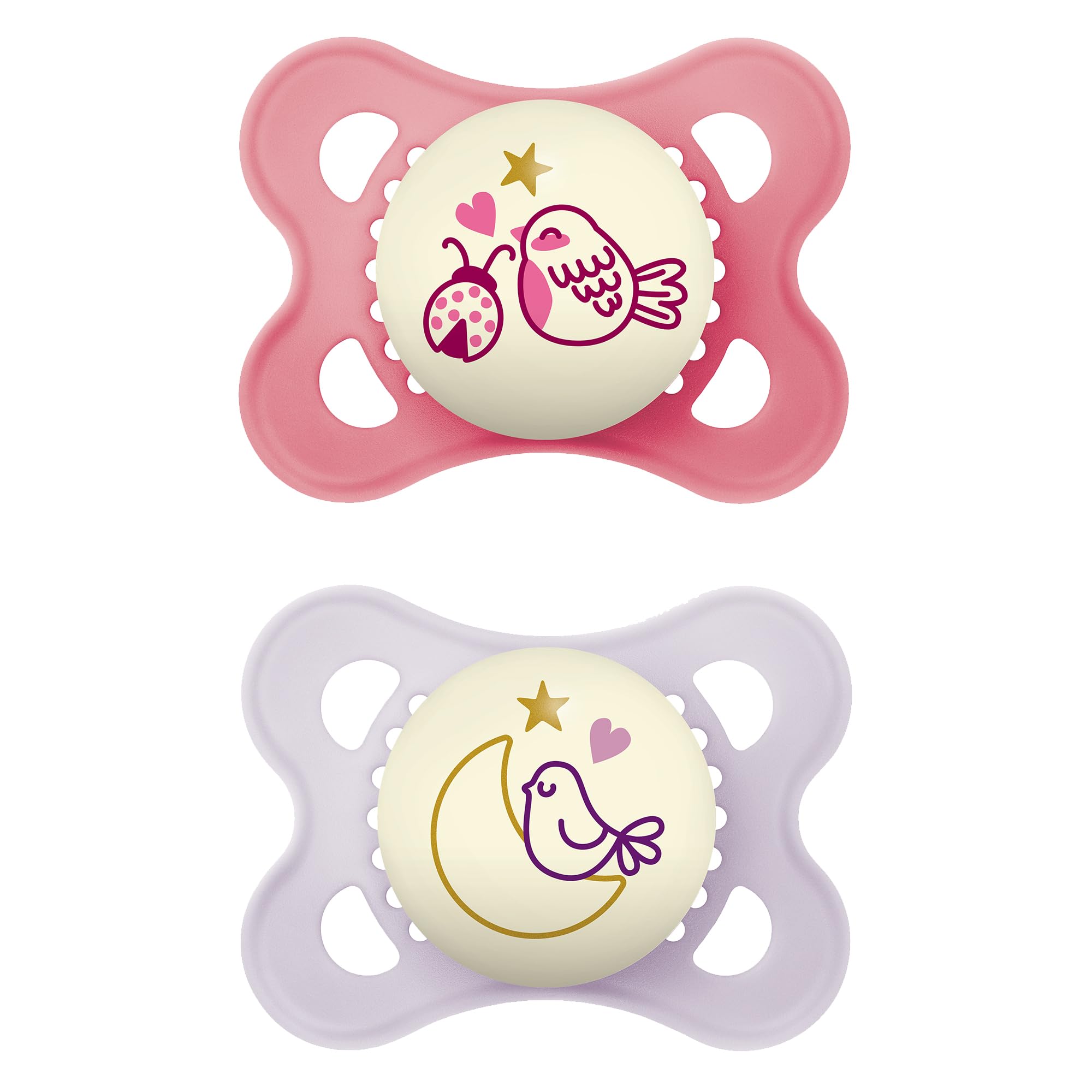 MAM Original Night glow pacifier glows for easy night finding.
