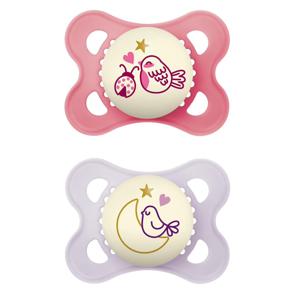 MAM Original Night glow pacifier glows for easy night finding.
