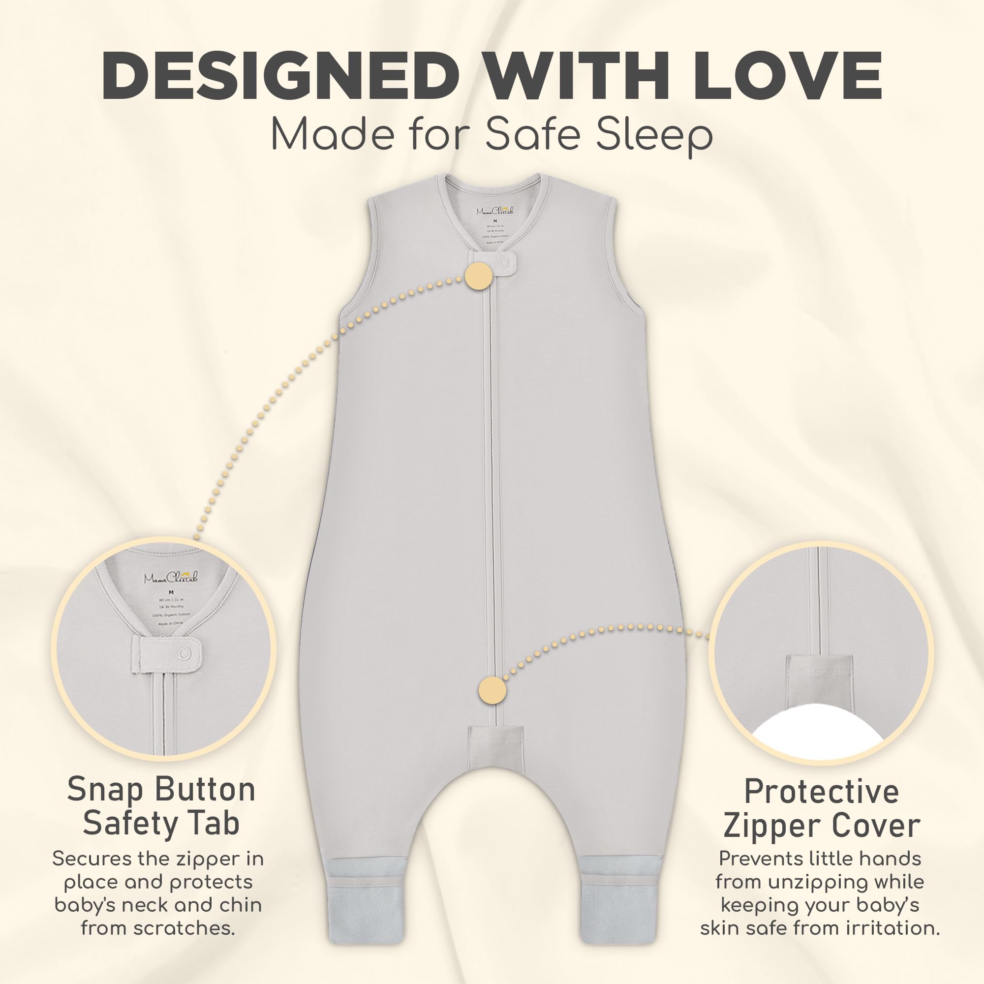 Mama Cheetah 0.5 TOG sleep bag—ideal for spring and summer warmth.