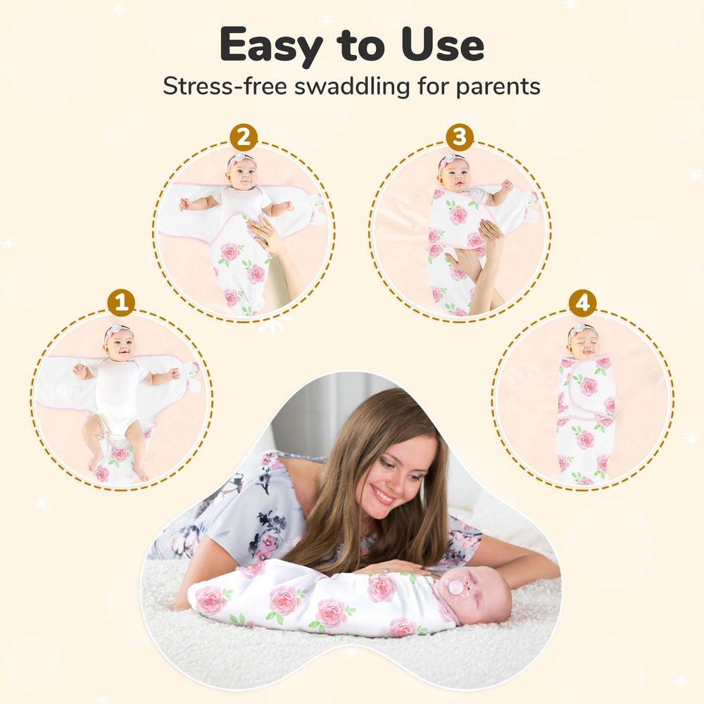 Mama Cheetah adjustable swaddle wings with hook-and-loop provide a secure adaptable fit