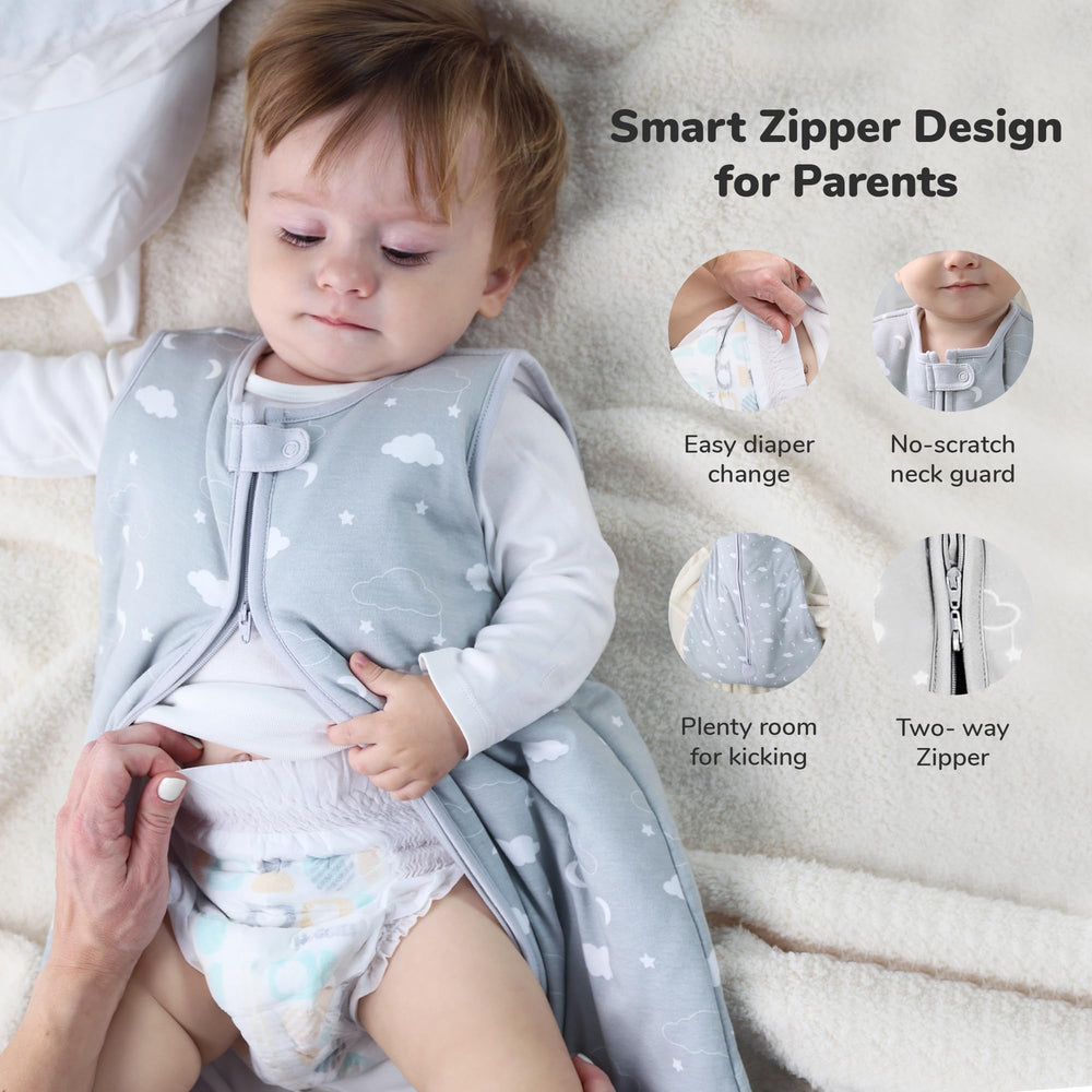 Mama Cheetah Sleep Sack organic cotton shell feels breathable and soft