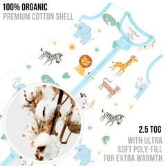 Mama Cheetah organic cotton fabric close-up emphasizing softness and breathability.