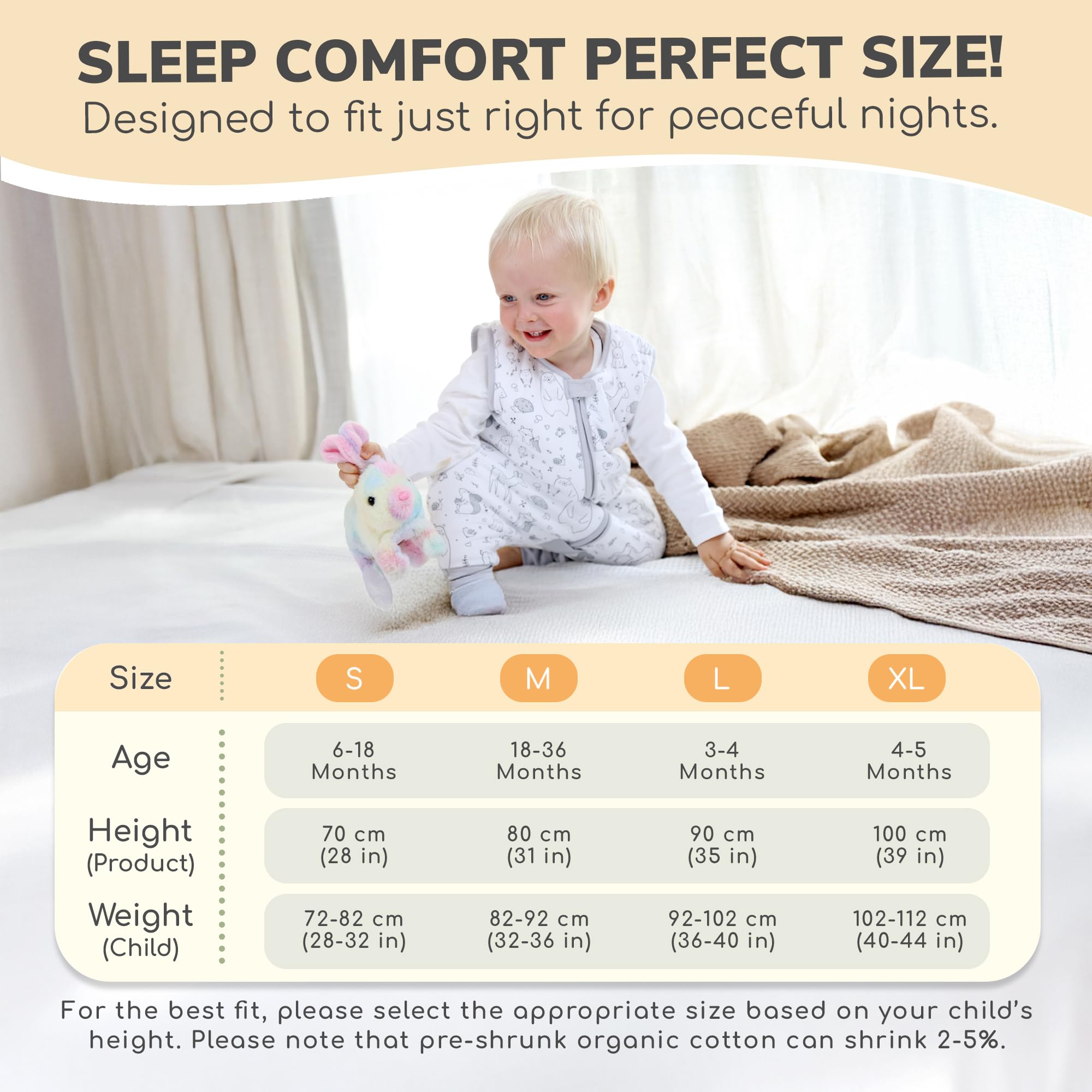 Mama Cheetah organic cotton sleep sack highlighting breathable fabric
