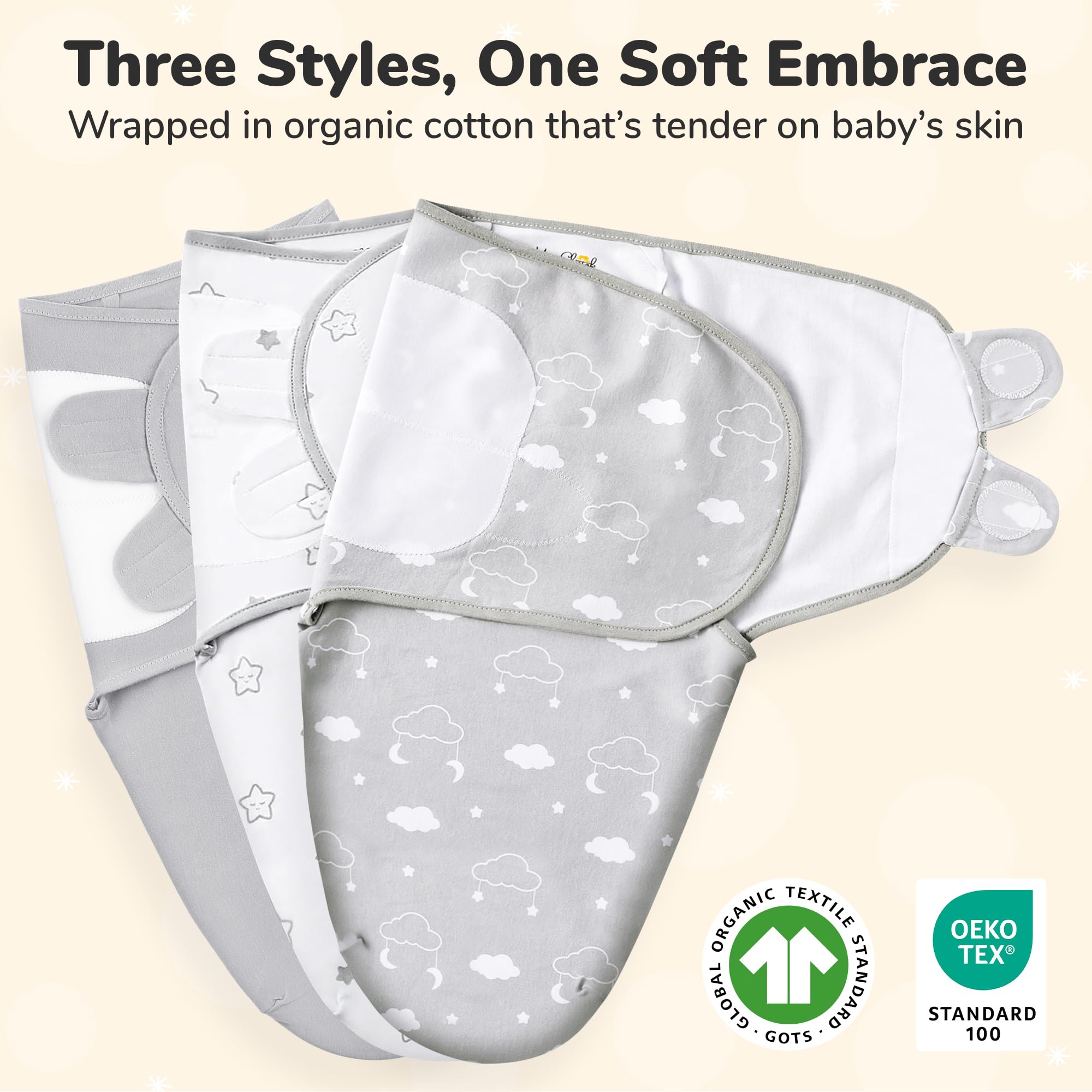 Mama Cheetah Preemie Swaddle Sack adjustable wings provide secure fit for early sleepers