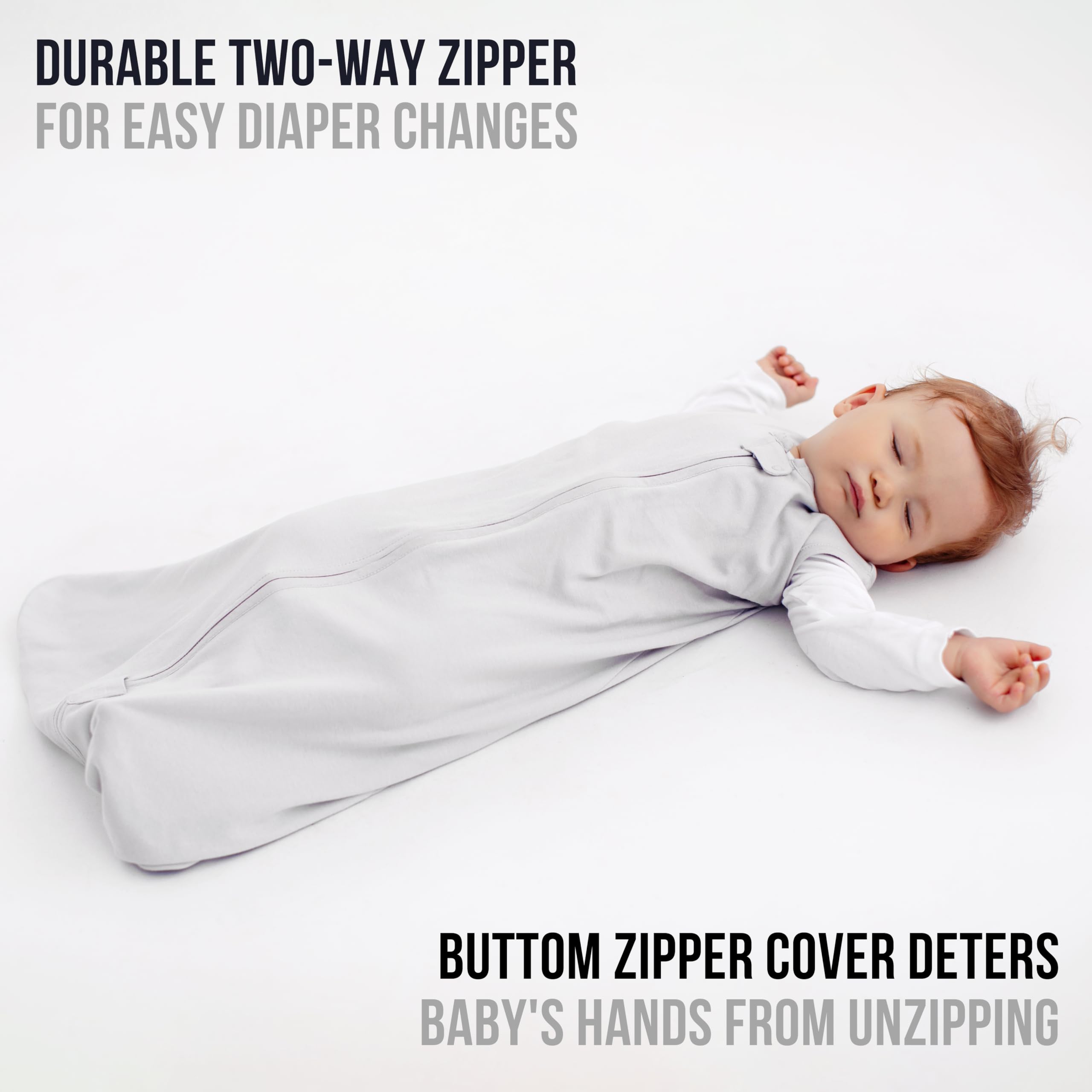Mama Cheetah sleep sack bottom zipper cover to deter unzipping.