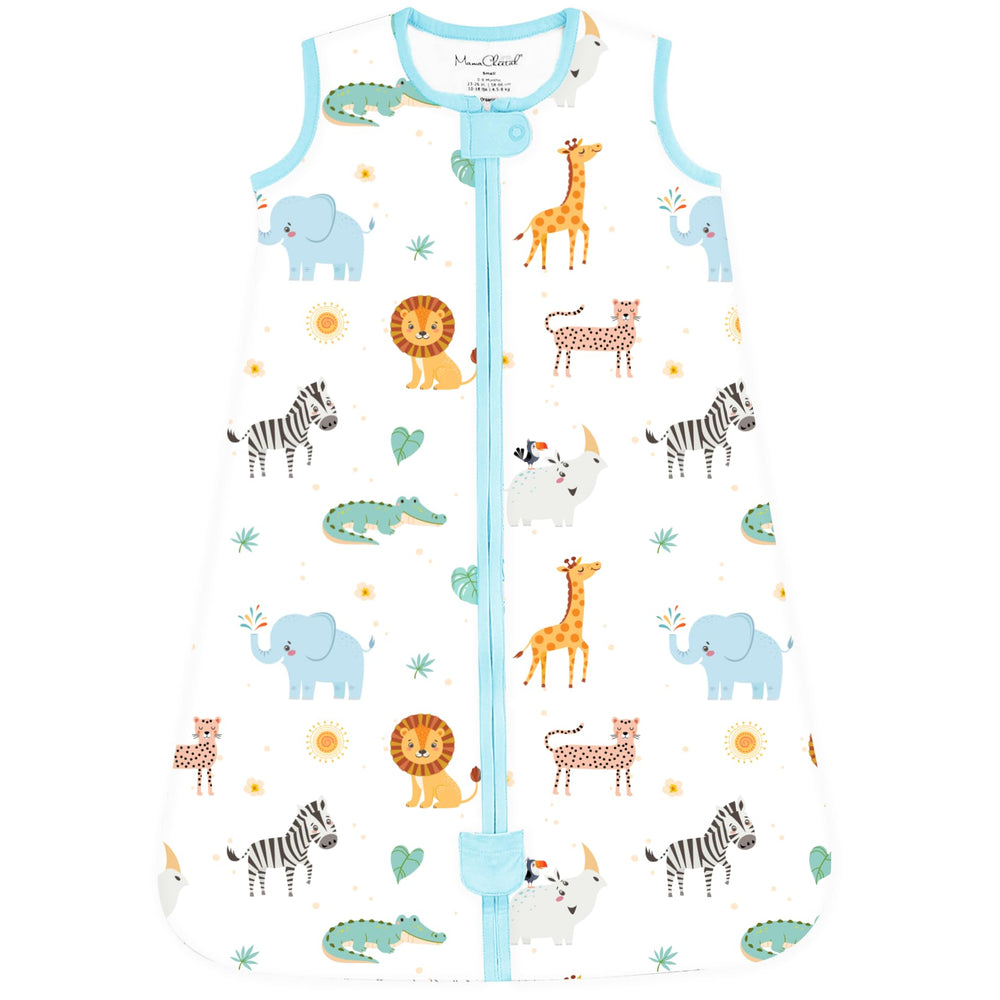 Mama Cheetah sleep sack side view highlighting 2.5 TOG warmth for cooler nights.