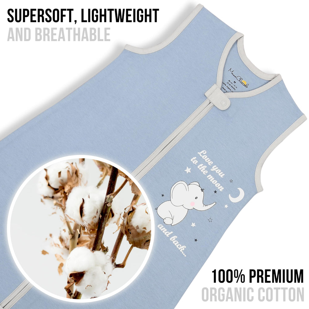 Mama Cheetah sleepsack showing leg openings and foot warmth for mobility