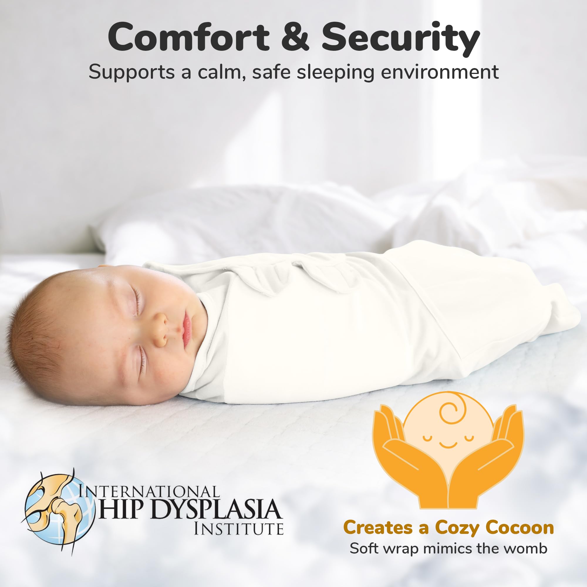 Mama Cheetah Swaddle Sack adjustable wings showing secure fit for restful sleep.