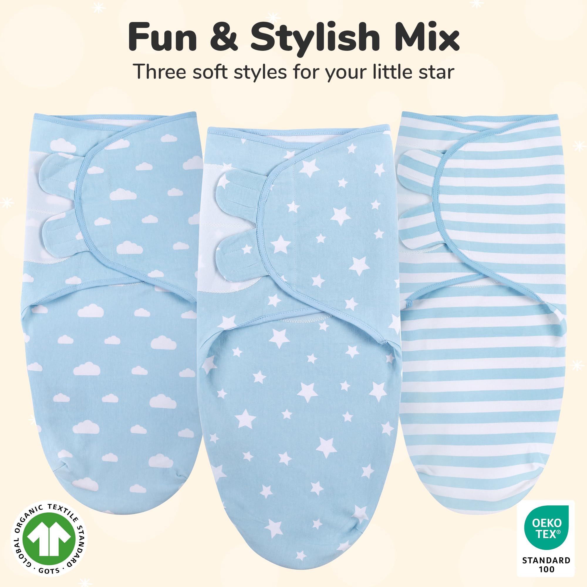 Mama Cheetah Swaddle Sack blue unfolded reveals breathable organic cotton comfort