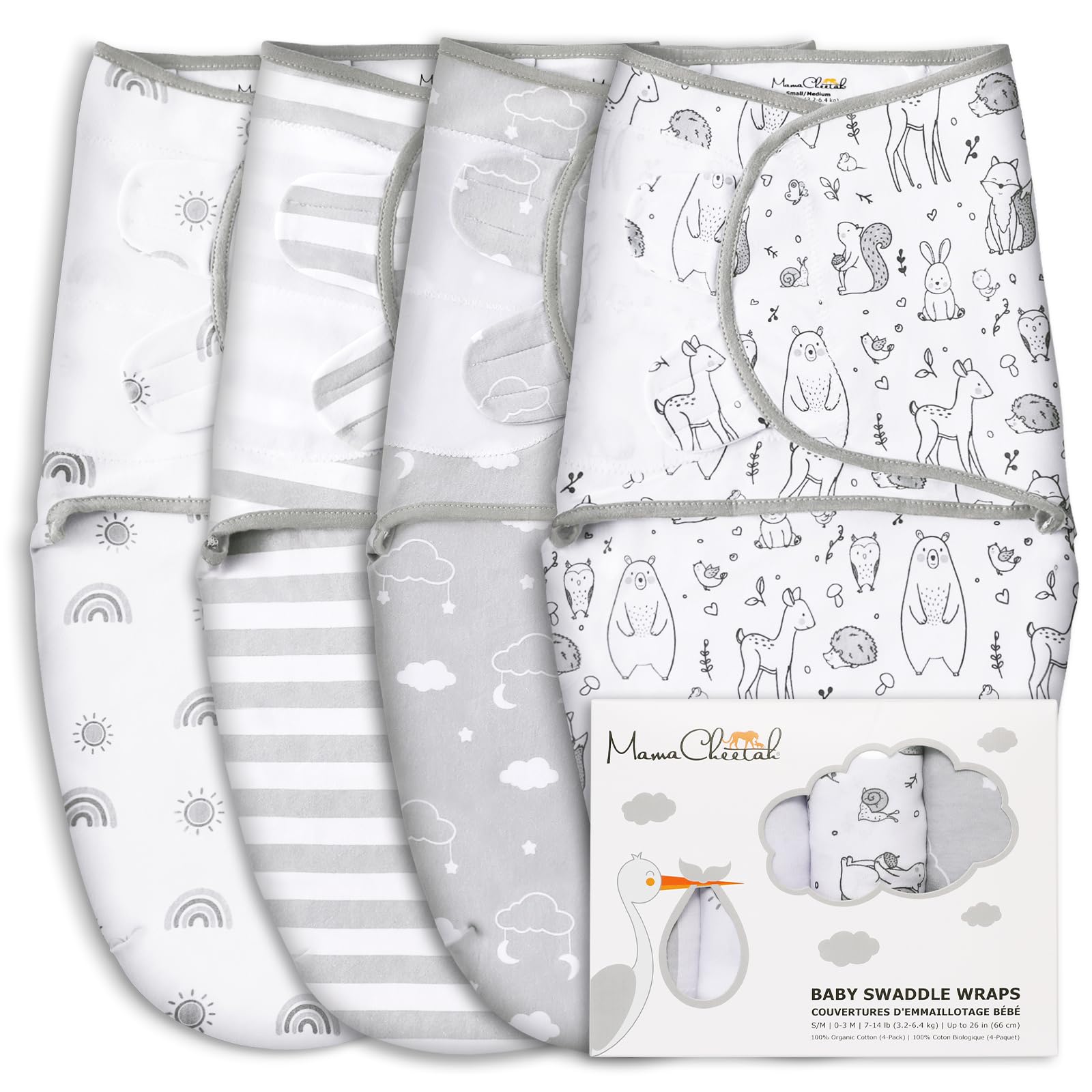 Mama Cheetah Swaddle Sack soft-organic cotton close-up shows breathable fabric for comfy sleep