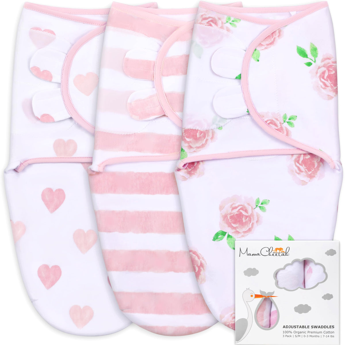 Mama Cheetah swaddle sack snugly wrapped baby promoting secure sleep and hip-friendly posture