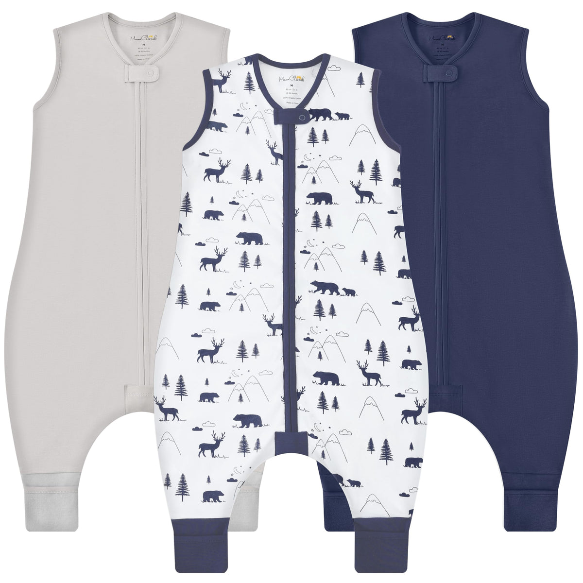 Mama Cheetah toddler sleep sack with feet—breathable organic cotton for comfort.