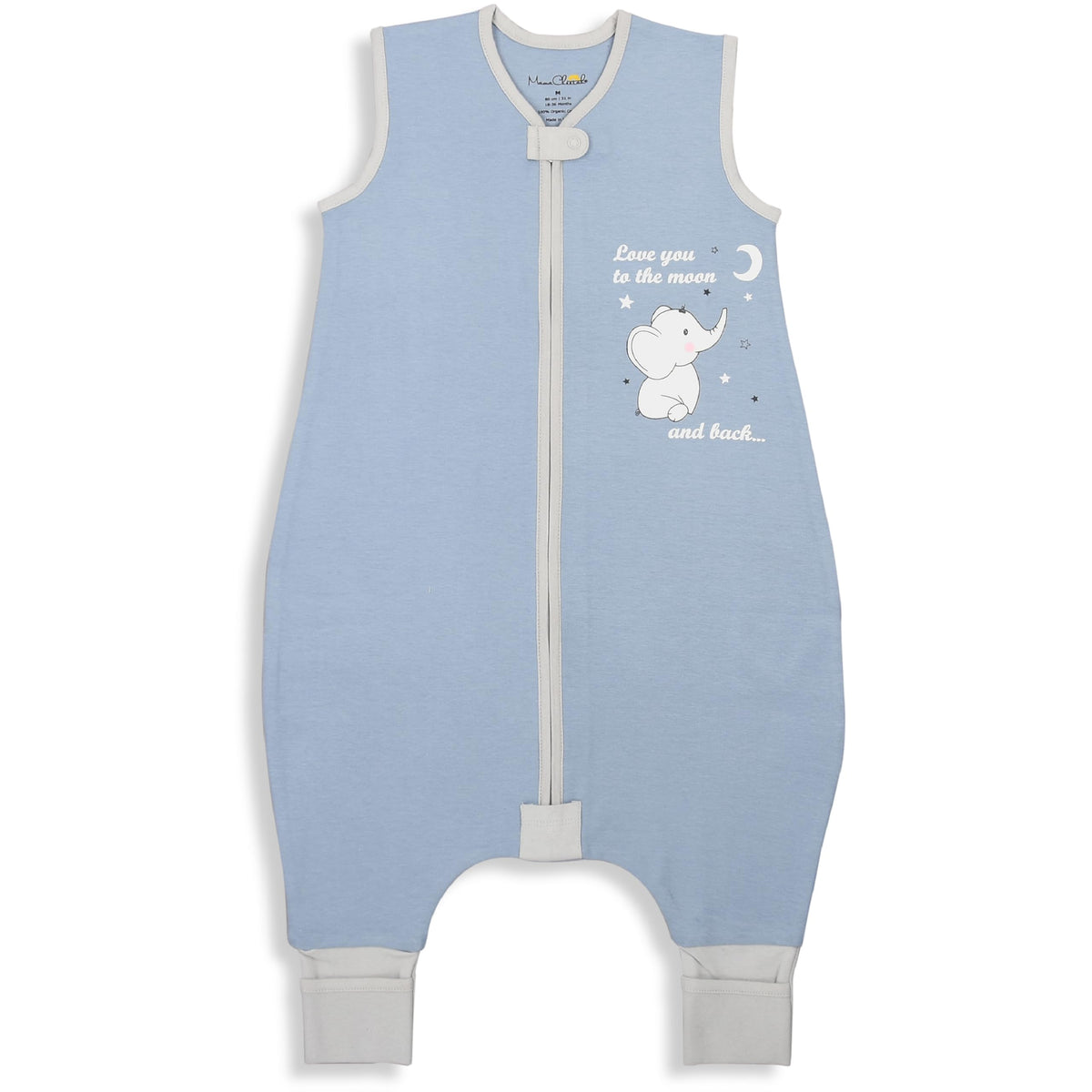 Mama Cheetah sleep sack with feet close-up in soft organic cotton for cozy sleep