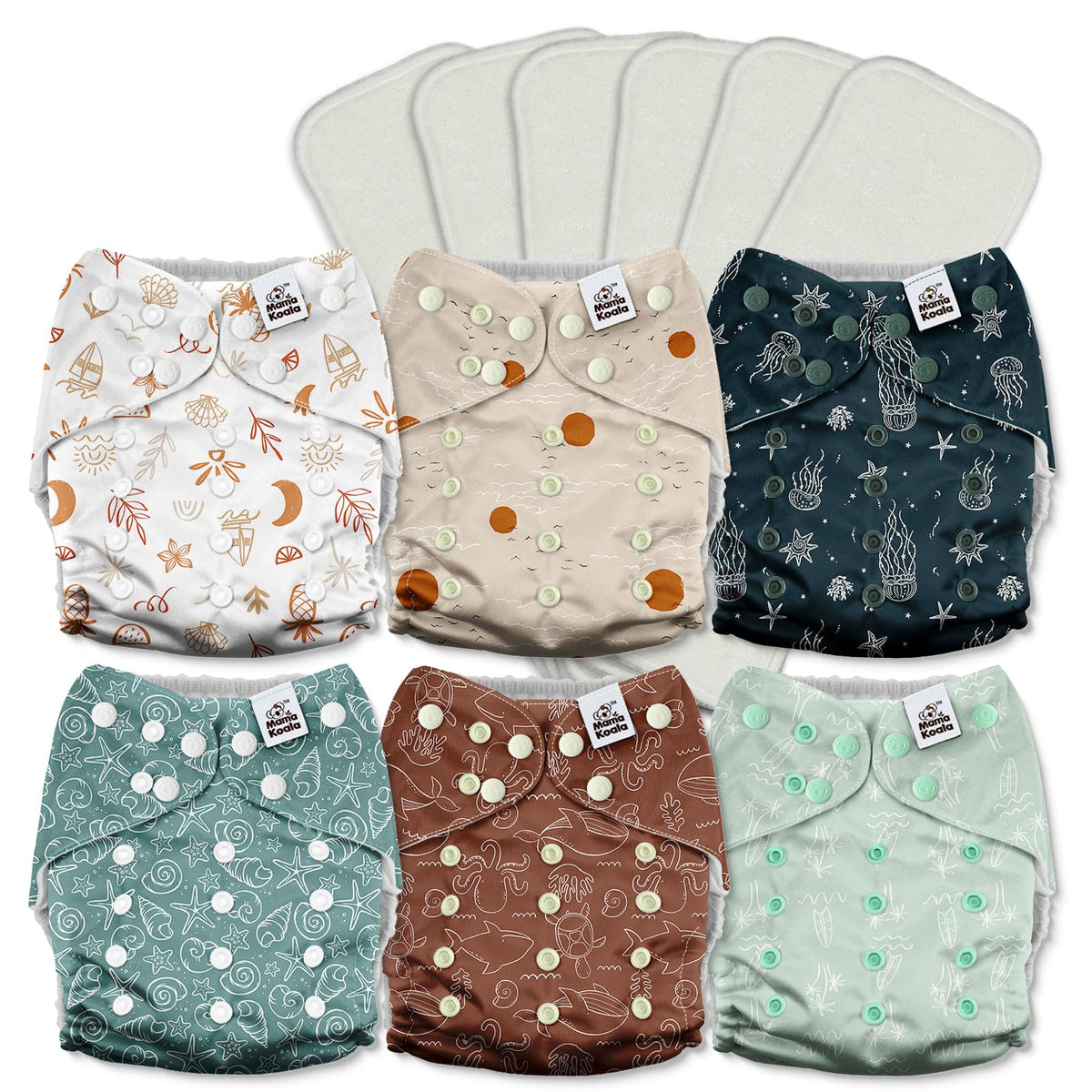 Mama Koala 3.0 diaper with crossover snaps for secure fit and leak prevention.