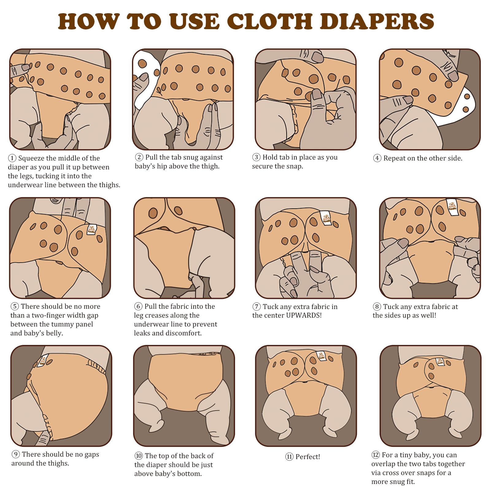 Mama Koala 3.0 diaper durable stitching and elastic for repeated washing.