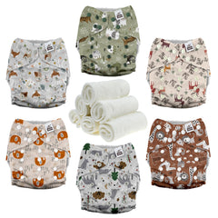Mama Koala forest animals diaper cover shows adjustable fit for growing babies with comfy leg openings