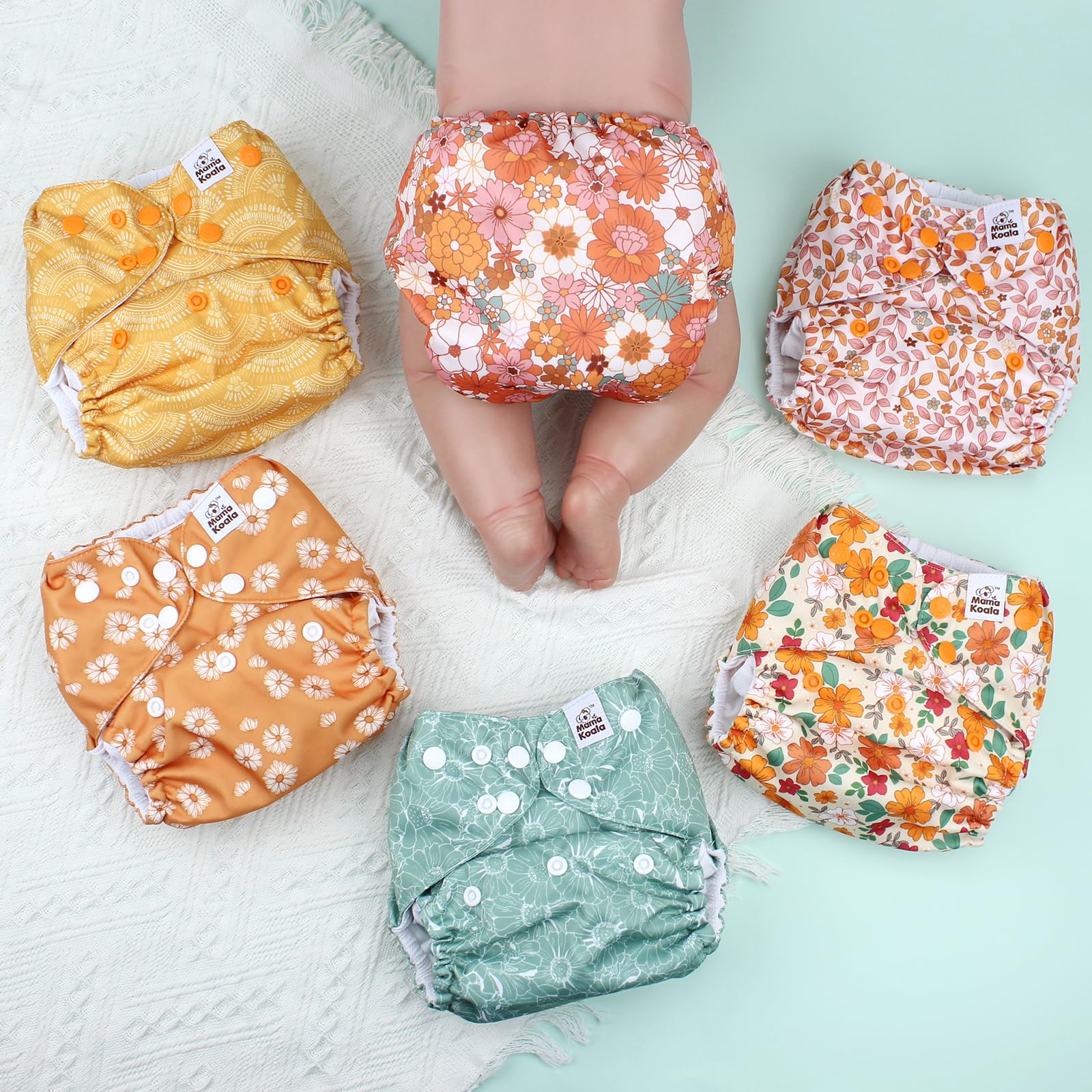 Mama Koala 3.0 six 5-layer natural inserts displayed for absorbency options