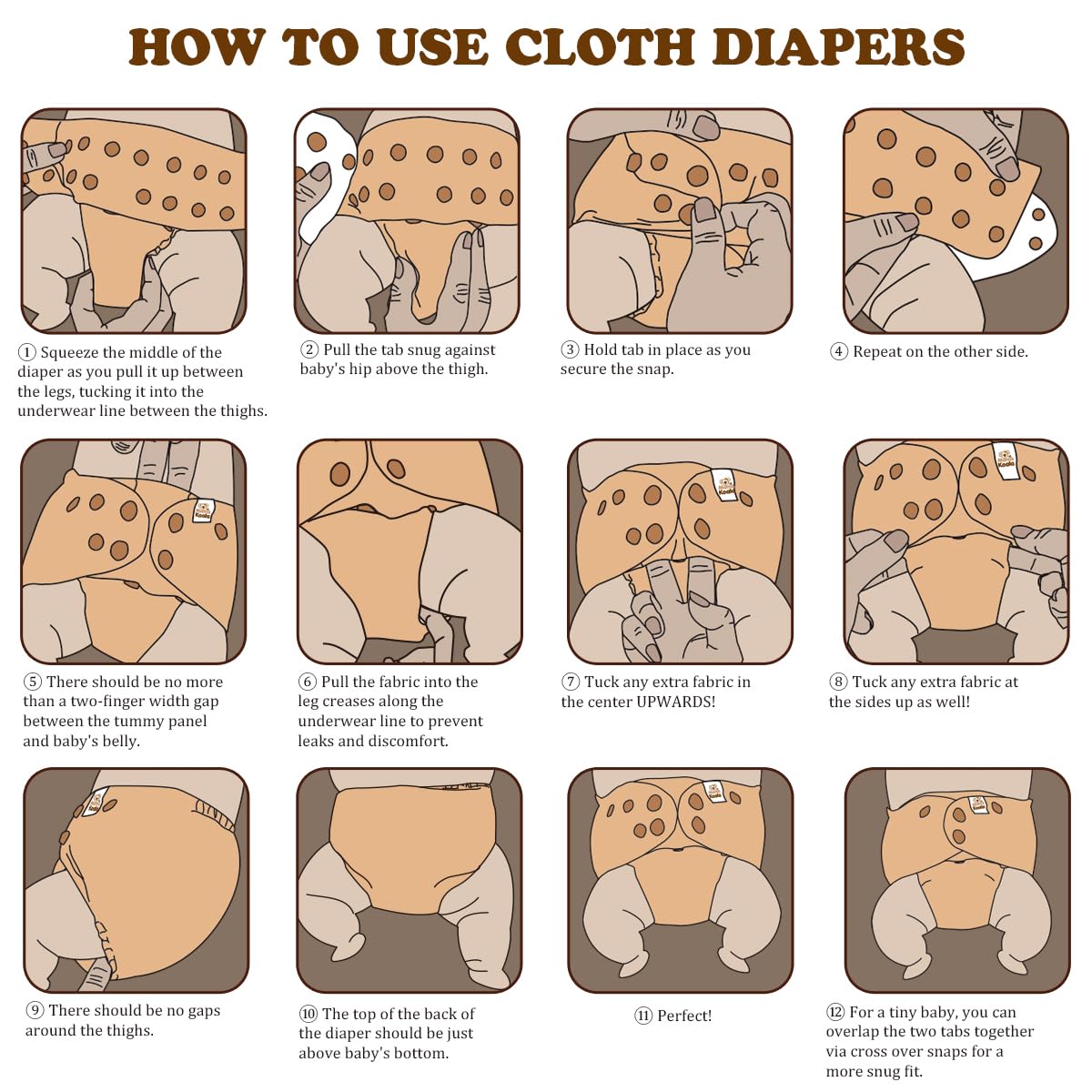 Mama Koala 3.0 one-size design fits 8-40 lbs comfortably.